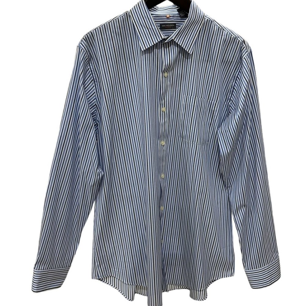 Van Heusen Long Sleeve Traveler Men's Shirt Size Large EUC